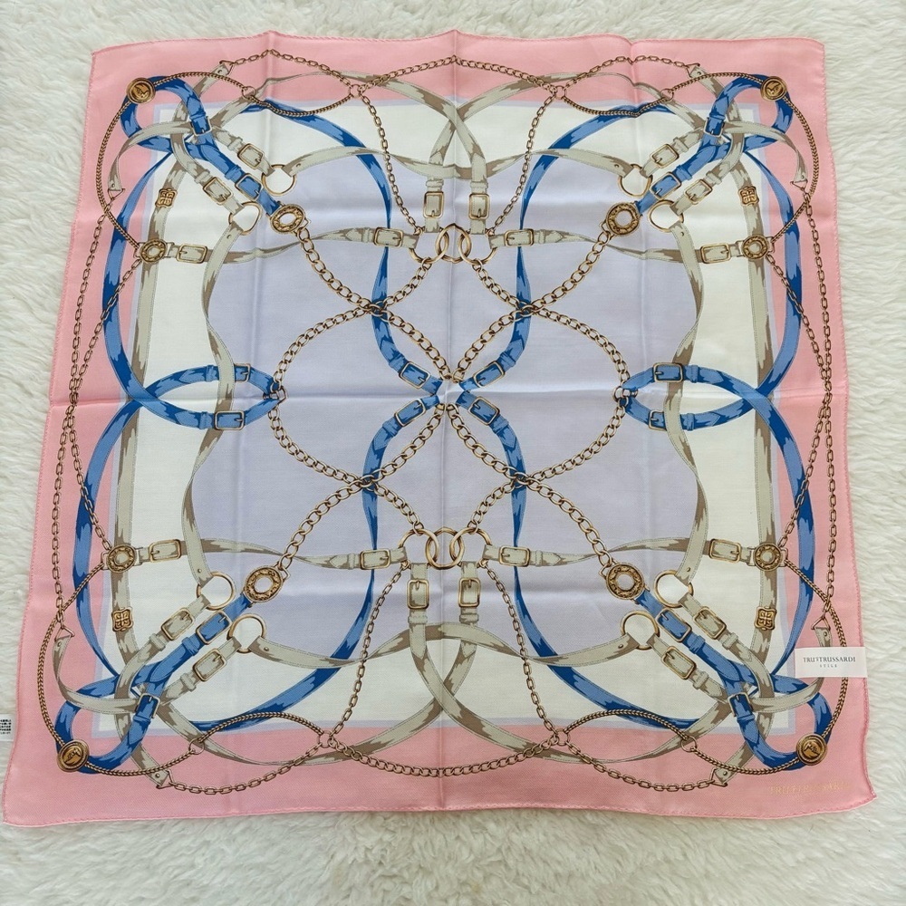 Tru Trussardi Multicolor Silk/Cotton Blend Square Bandanna/Scarf 23” X 23”